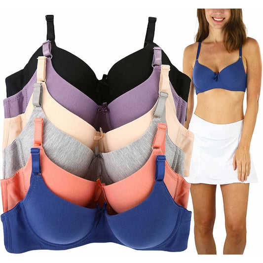 ToBeInStyle Women's Pack of 6 Wire-Free Full Coverage Bras with Pleated  Detail : : Clothing, Shoes & Accessories