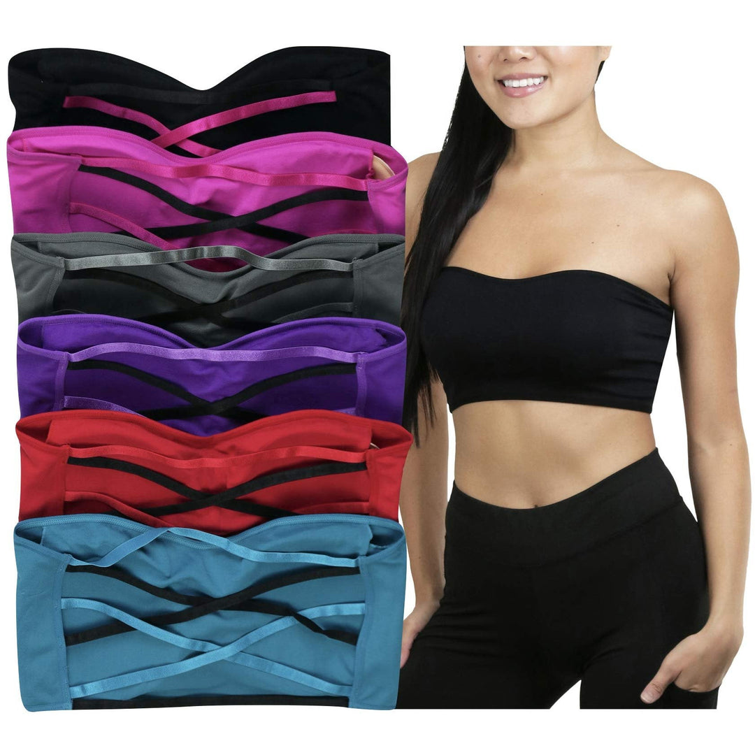 Women's Pack of 6 Strappy Back Bandeau Strapless Tube Bras – ToBeInStyle
