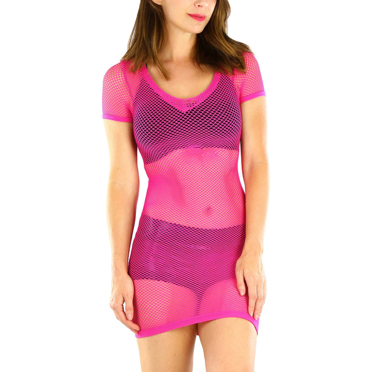 Women's Capsleeve Seamless Fishnet Dress