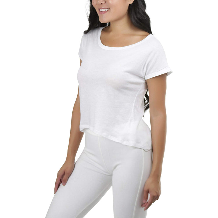 Women's Sheer Asymmetric Scoopneck T-Shirt