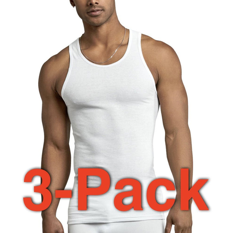 Men's 100% Preshrunk Cotton White Under Tanks Value Pack
