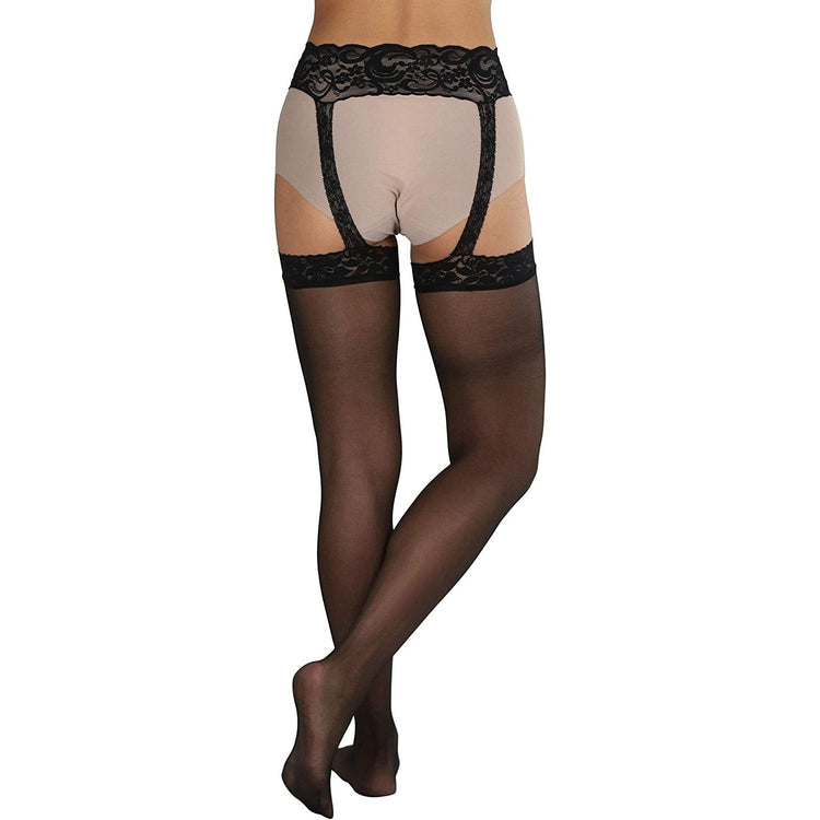 Women's All In One Garter Belt Sheer Lace Top Stockings