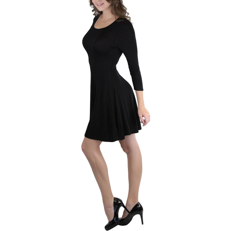 Women's Classic Fit Skater Dress With 3/4 Sleeves