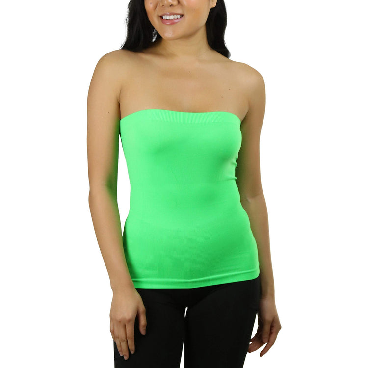 Women's Seamless Bandeau Tube Top Ribbed Without Pad