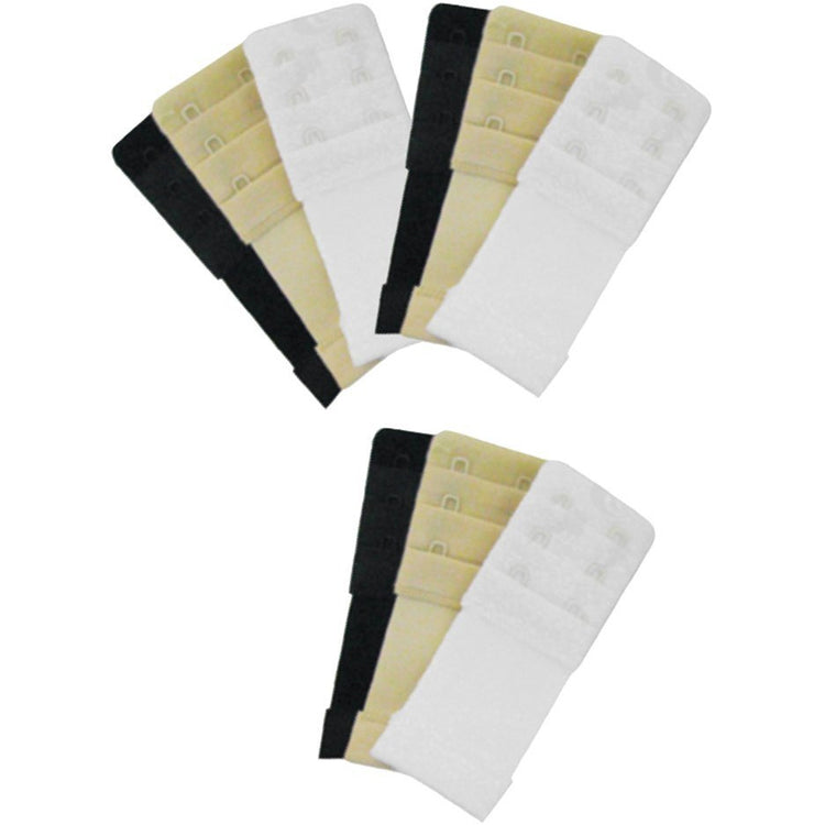 Women's Pack of 9 Bra Extenders - Black, White and Beige