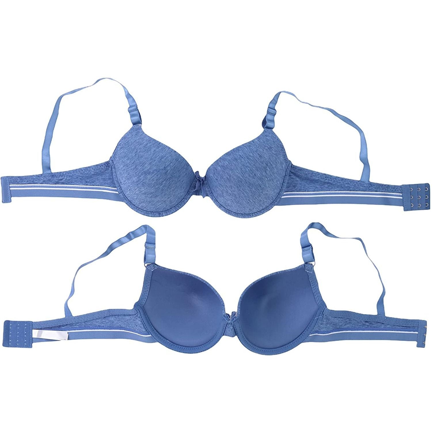 ToBeInStyle Women's Pack of 6 Cotton Heathered Bras with Wide Striped