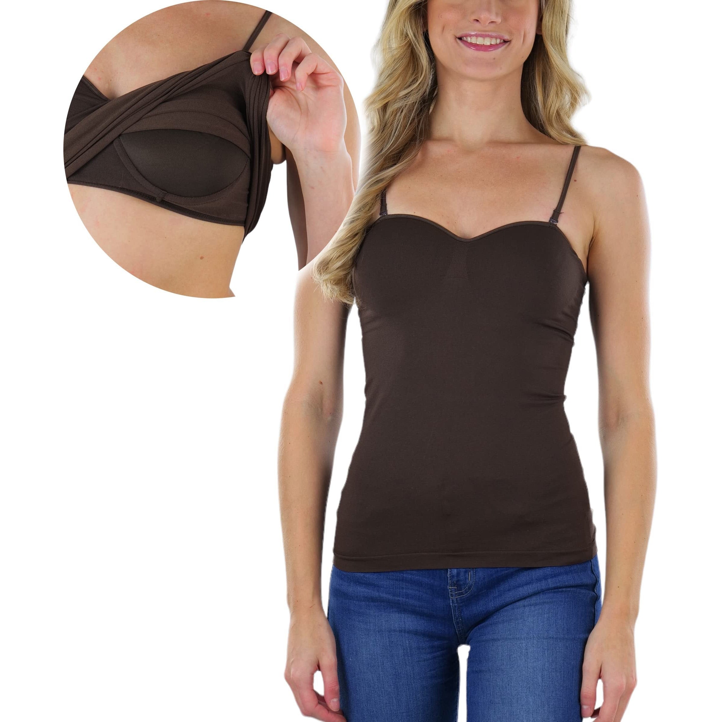 Seamless cami with built in bra deals