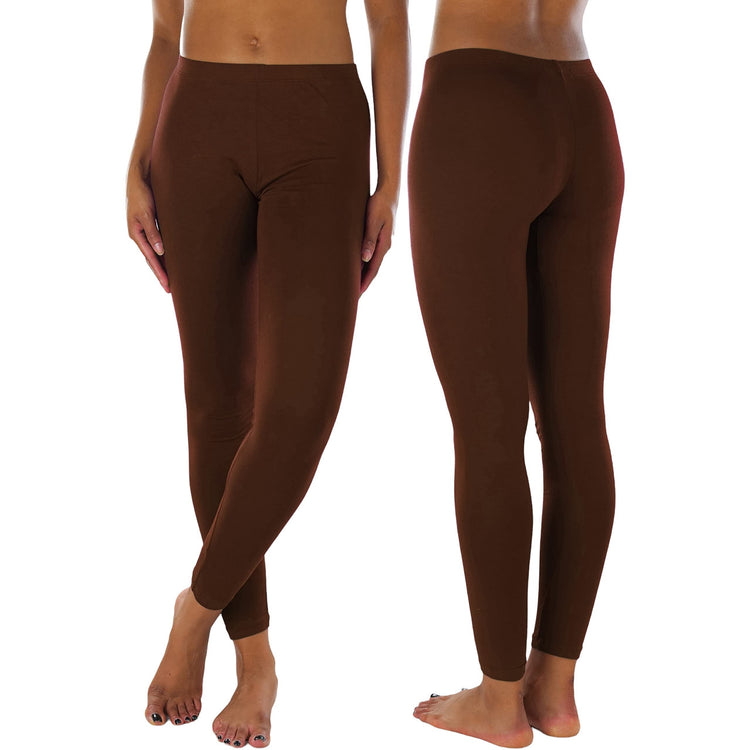 Women's Soft Knit Yoga Cotton Skinny Fit Full Length Leggings