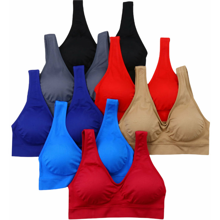 ToBeInStyle Women's Pack of 6 Padded Double Scoop Neckline Lounging Bras