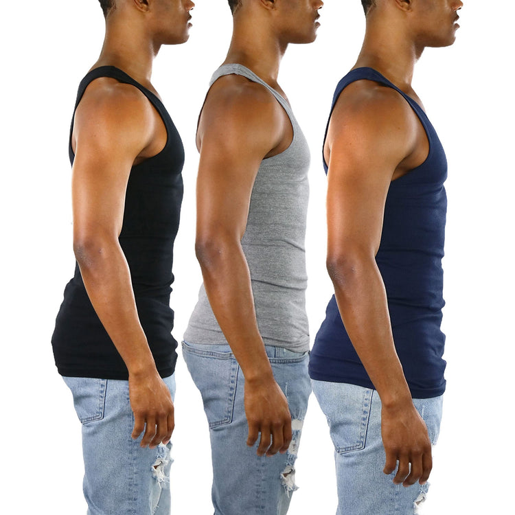 Men's Pack of 3 Slim Fit Generous Length A-Shirts
