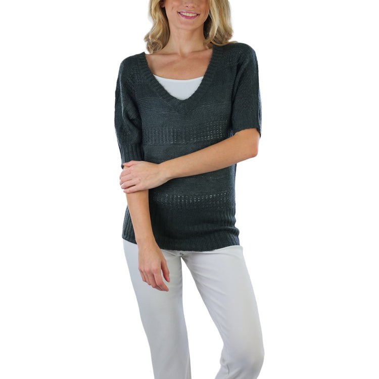Women's Soft Knit V-Neck Sweater Warm Knit Tunic
