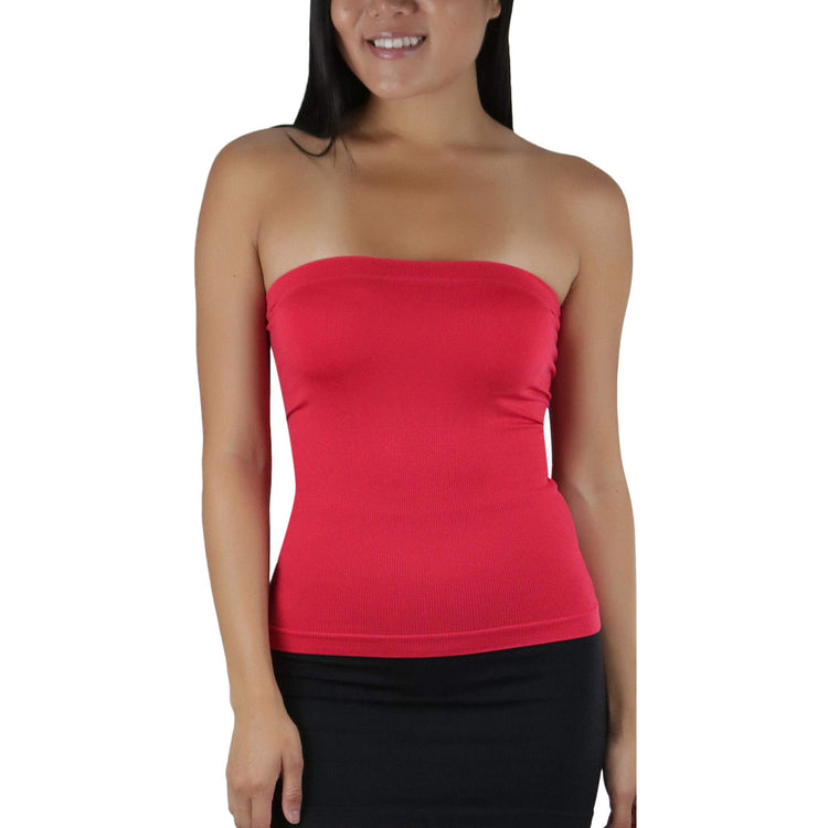 Women's Seamless Bandeau Tube Top Ribbed Without Pad