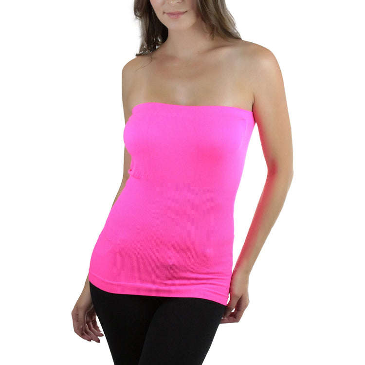 Women's Seamless Bandeau Tube Top Ribbed Without Pad