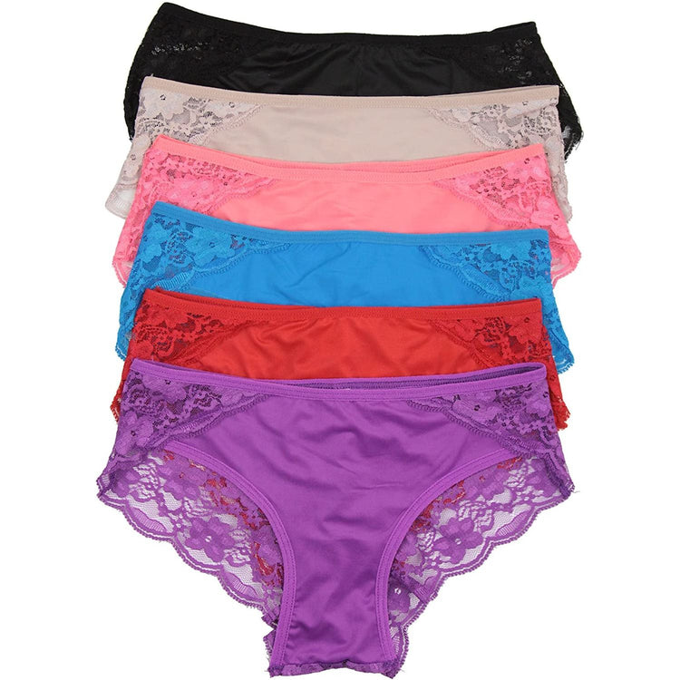ToBeInStyle Women’s Pack of 6 Comfortable No Panty Line Floral Lace Back Panties