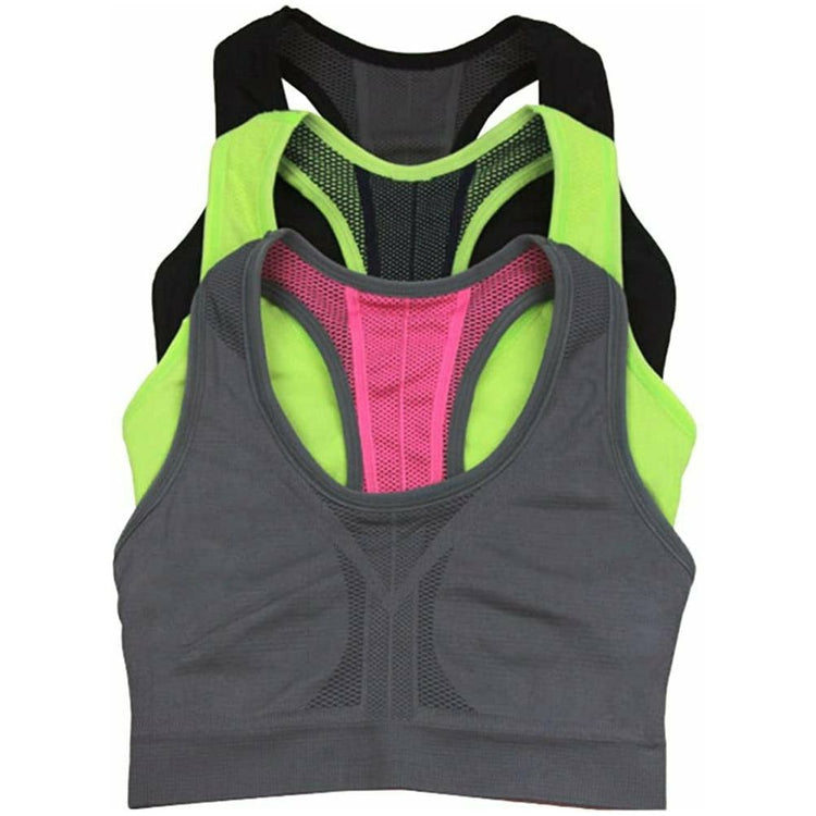 Women's Single or Pack of 3 Reversible Double Layered Compression Sports Bras