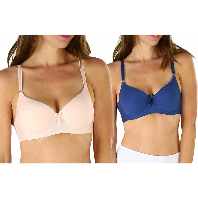 Women's Pack of 6 Classic Cotton Heathered Bras with Center Satin Bow