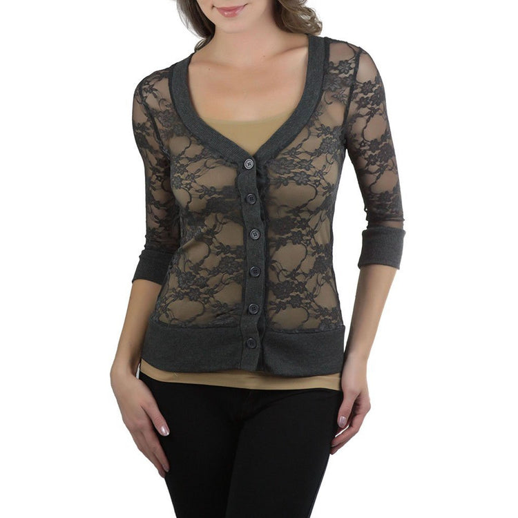 Women’s Trendy All Lace Sheer Flirtatious Layering Cardigan