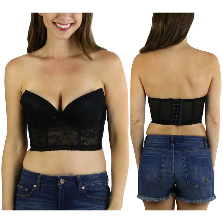 Women's Shaping Floral Lace Boned Bustier