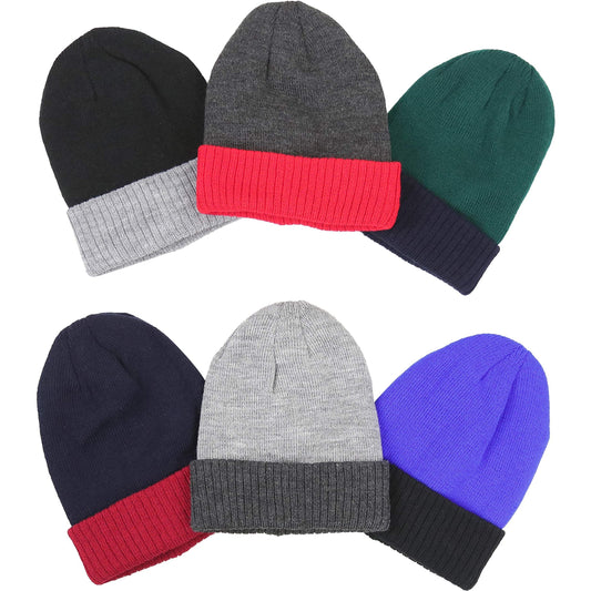6 Pack Kids' Knitted Acrylic Winter Beanies