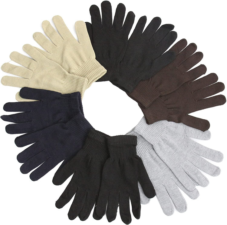 ToBeInStyle Men’s Pack of 6 Assorted Style Traditional Winter Knit Cold Weather Gloves