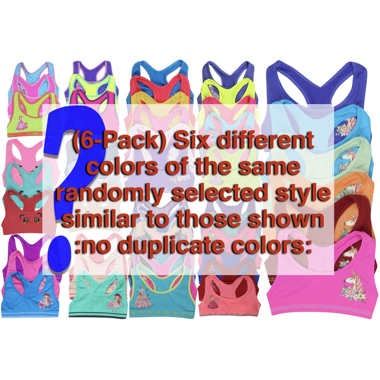 Girls' Pack of 6 Mystery Racerback or Cami Training Bras Tops