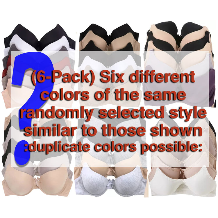 ToBeInStyle Women's Pack of 6 Mystery Bras (Sizes 30A to 44DD)