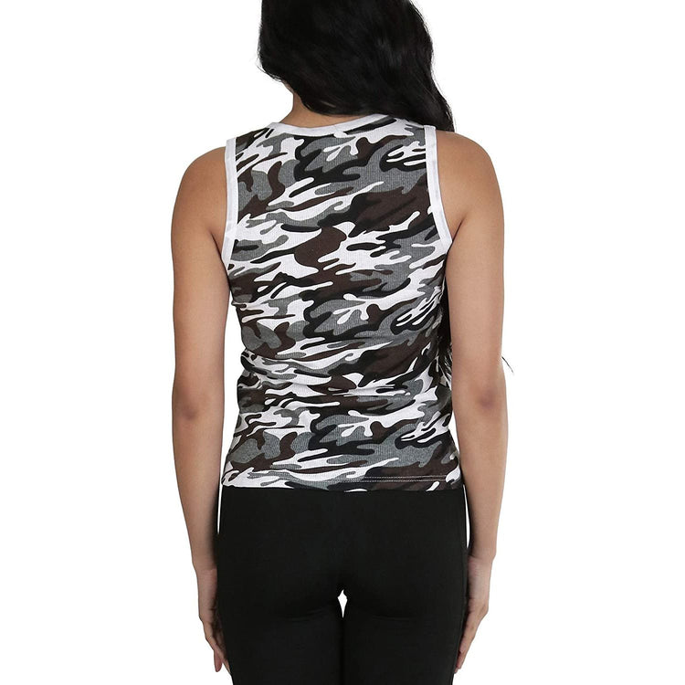 ToBeInStyle Junior’s Camouflage Military Soldier 100% Cotton Casual Tank Top