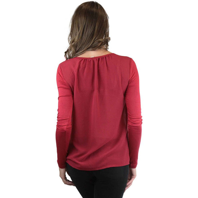 Women's L.S. Knit With Sheering Back Neck Detail