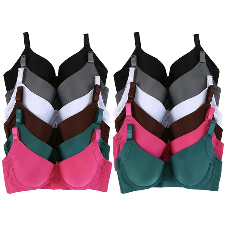 ToBeInStyle Women’s Pack of 6 Solid Smooth and Silky Vibrant Assortment Padded Bras