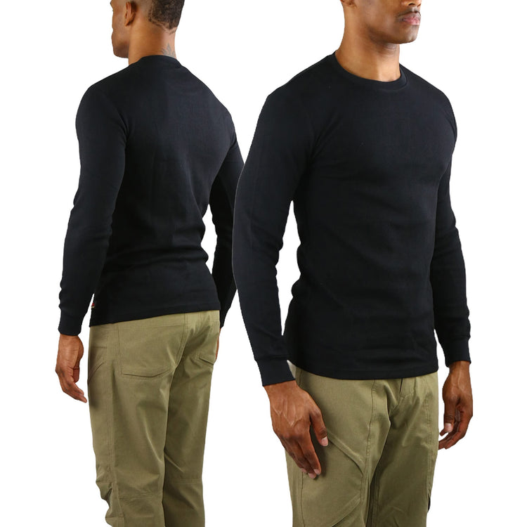 Men's Heavy Weight Premium Waffle Thermal Long Sleeve Crewneck Shirt