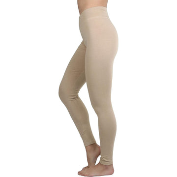 ToBeInStyle Women's Medium Weight Classic Breathable Cotton Legging - Beige  - Small