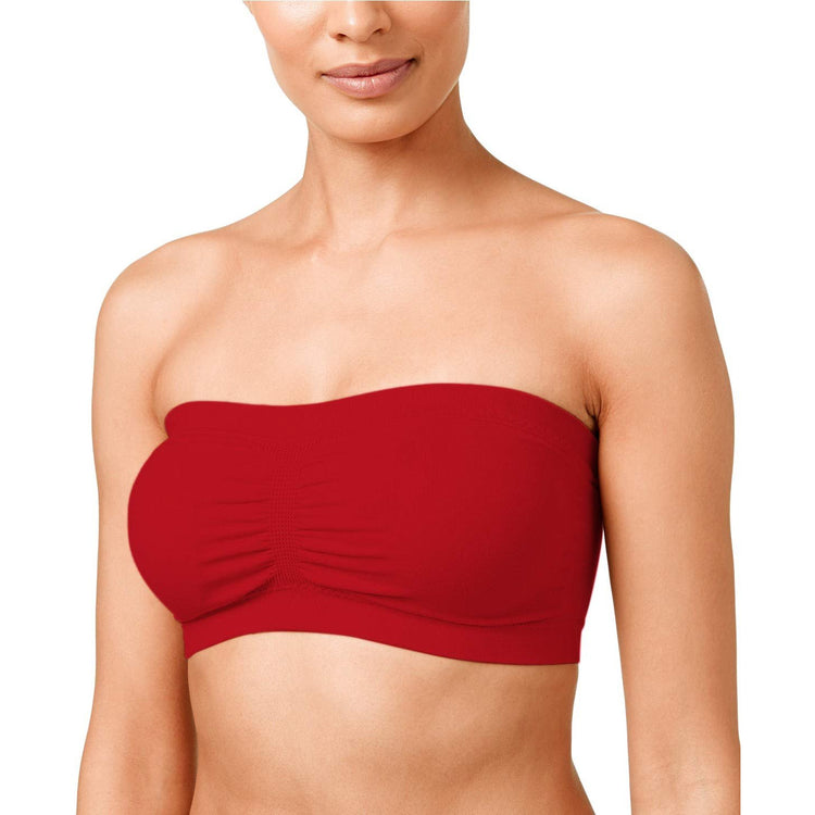 Women's Plus Size Removable Pads Ruched Bandeau Tube Bras