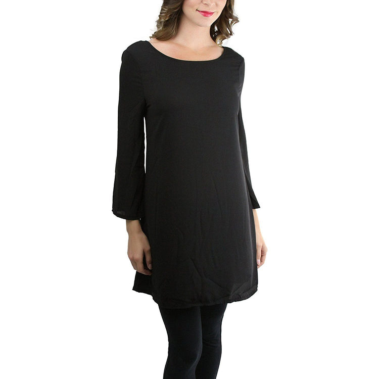 Women's 3/4 Bell Sleeve T-Back Detail Dress