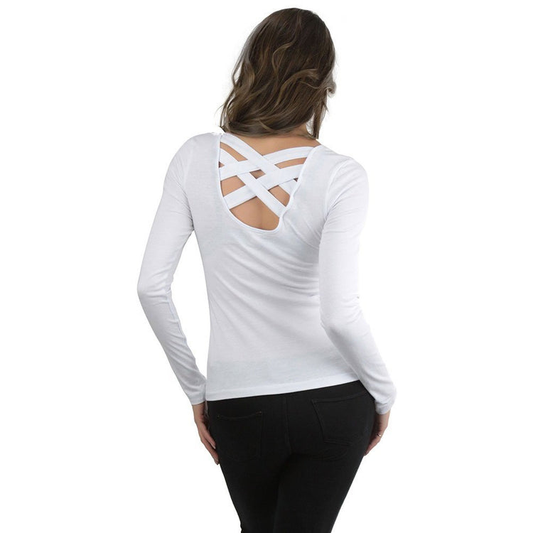 Women's Crisscross-Back Long Sleeve Top