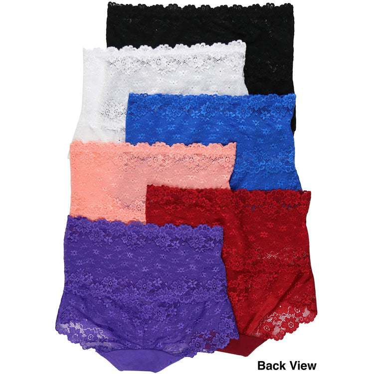 Women's 6 Pack Dressed with Elegant Lace High Brief Panties
