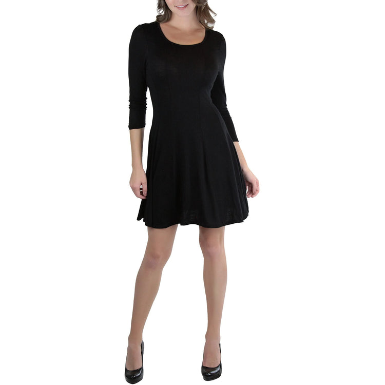 Women's Classic Fit Skater Dress With 3/4 Sleeves