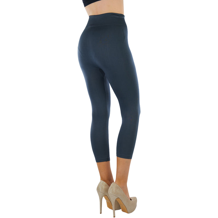 Women’s Capri Length Wide Waistband Seamless Lightweight Stretch Leggings