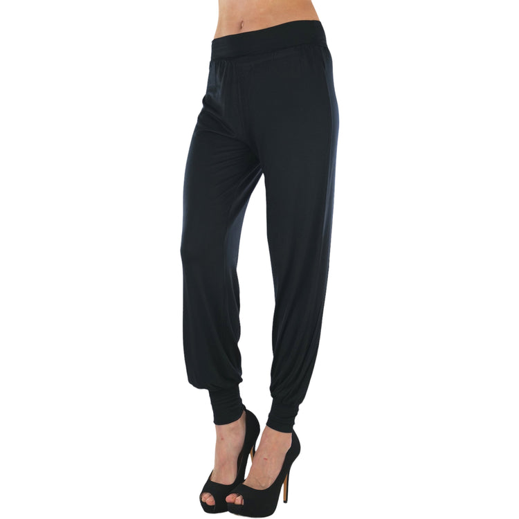 Women's Stretchy Seamless Harem Pants with Cuffed Ankles