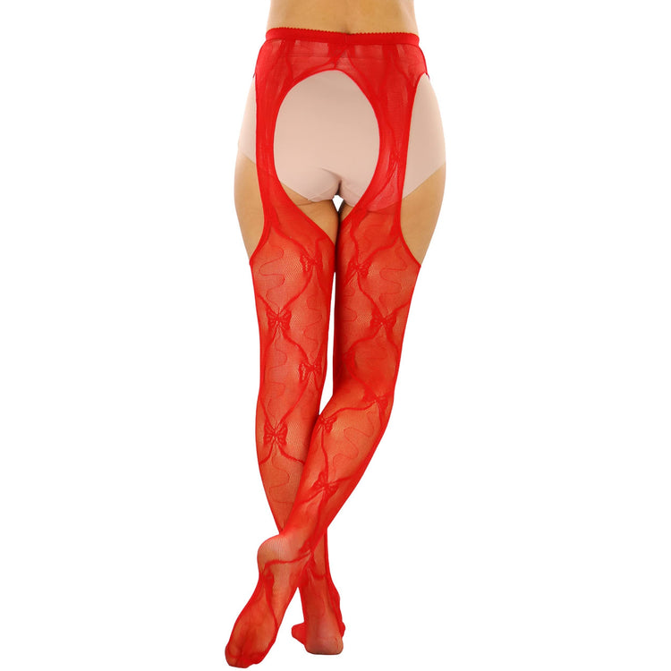 Women's Pantyhose With Lace Bow Suspenders