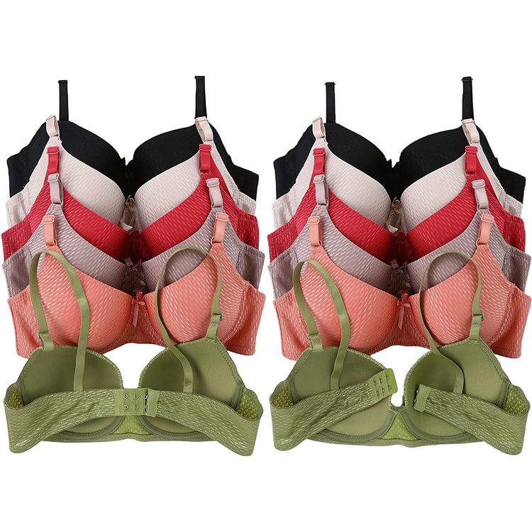 ToBeInStyle Women's Pack of 6 No-Show Bras with Jacquard Design