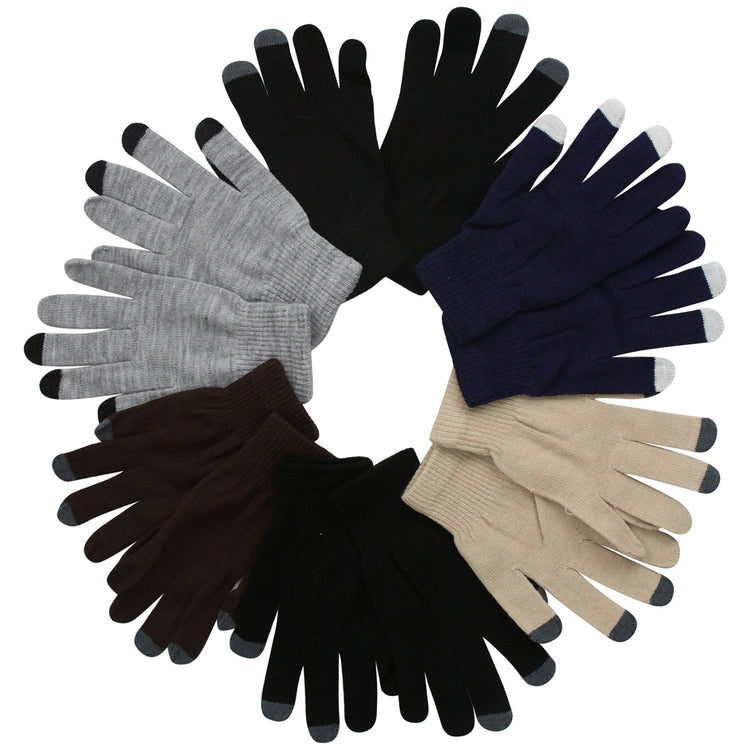 ToBeInStyle Men’s Pack of 6 Assorted Style Traditional Winter Knit Cold Weather Gloves