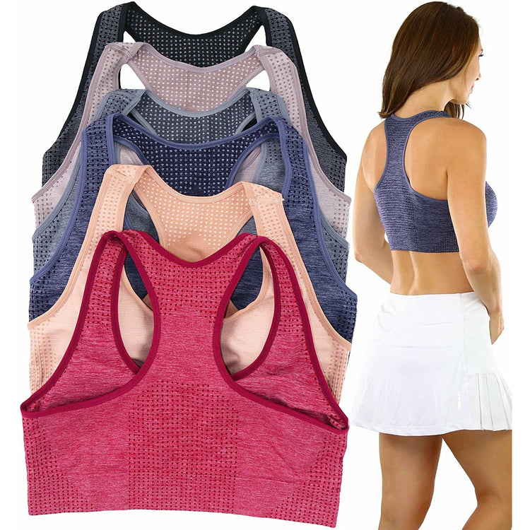 ToBeInStyle Women’s Pack of 6 Comfortable and Supportive Racerback Sports Bras