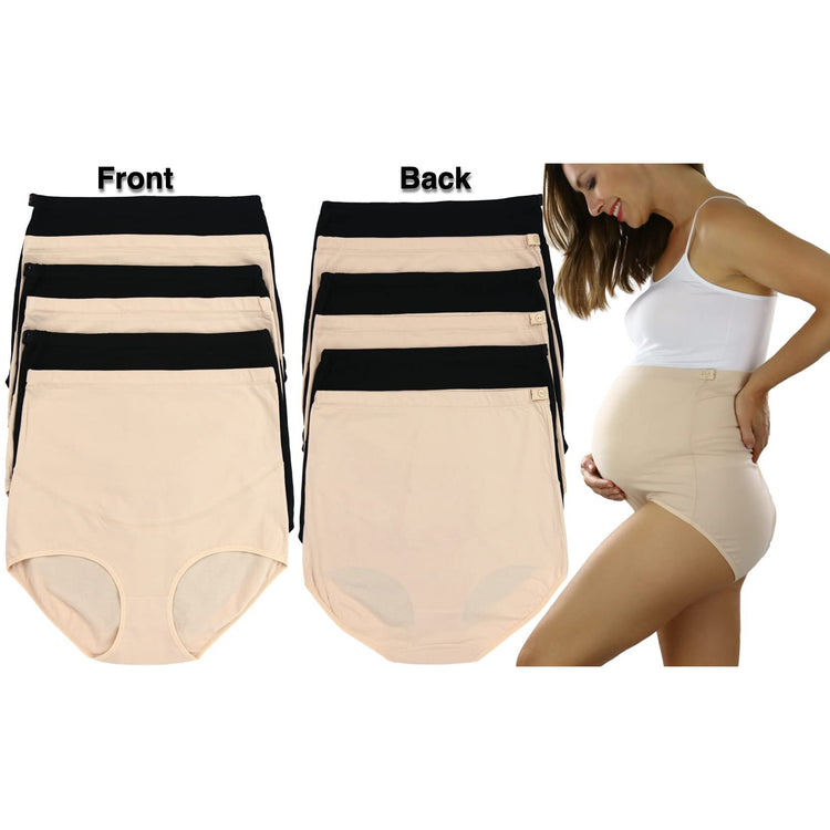 Women's Pack of 2 High Waisted Over The Bump Maternity Layering Long Shorts Underwear