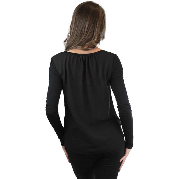 Women's L.S. Knit With Sheering Back Neck Detail