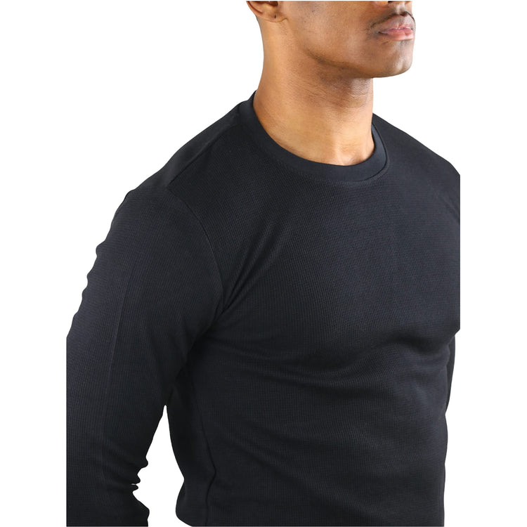 Men's Heavy Weight Premium Waffle Thermal Long Sleeve Crewneck Shirt